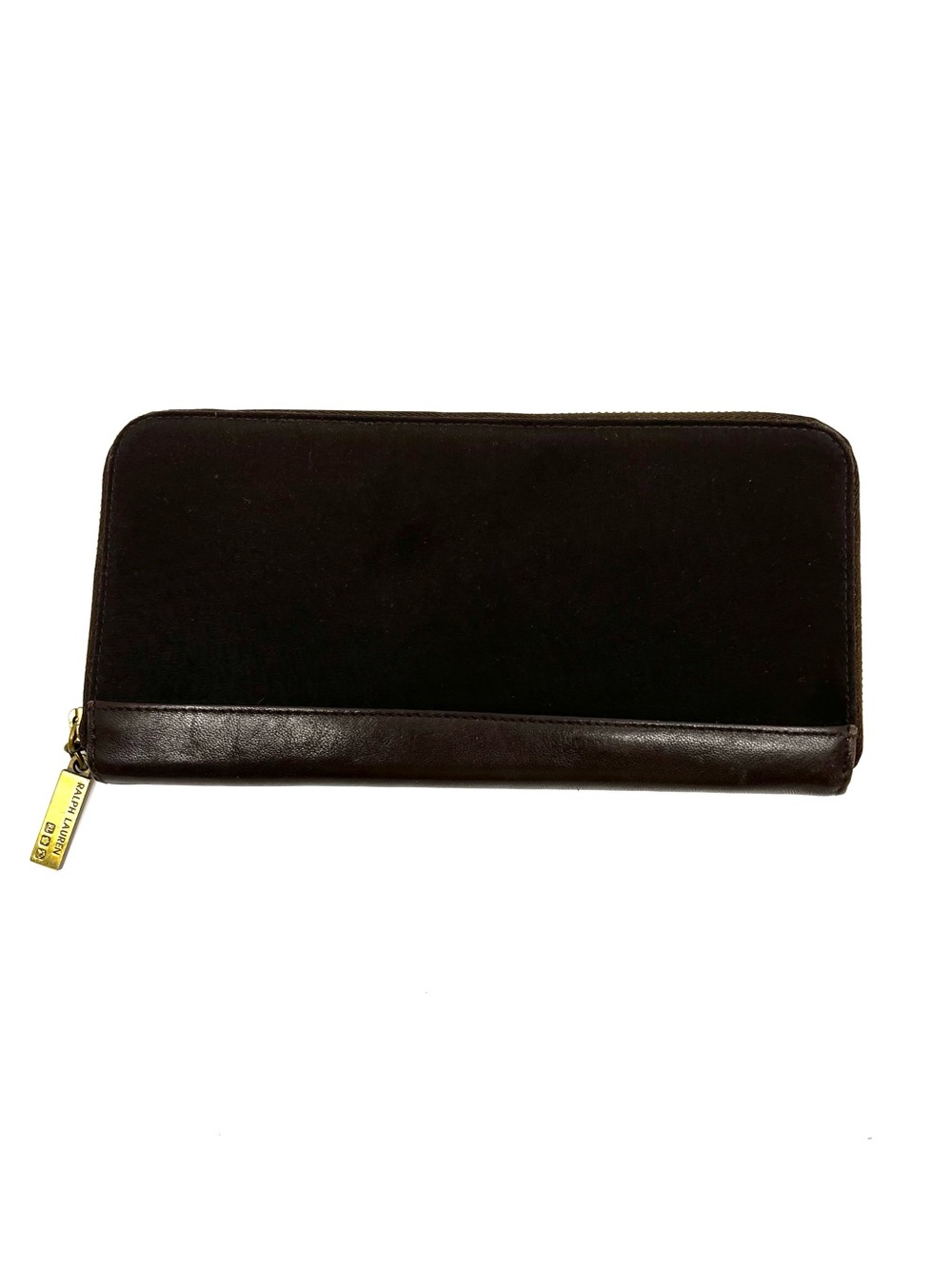 Ralph Lauren Brown Zip Around Accordion Wallet